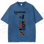 Unisex Bauhaus Geometric Bird Printed Washed Tee