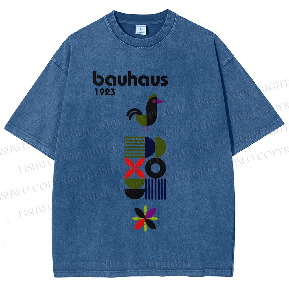 Unisex Bauhaus Geometric Bird Printed Washed Tee