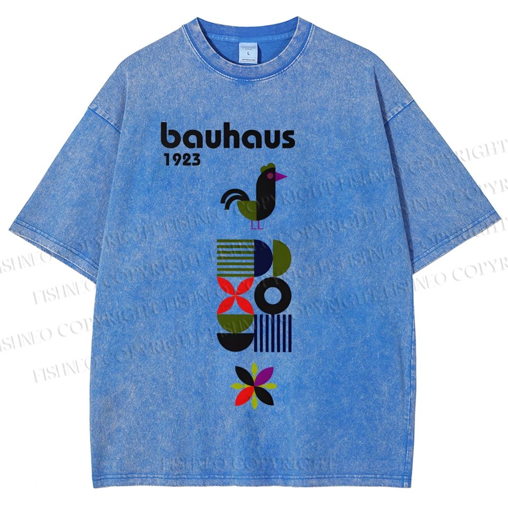 Unisex Bauhaus Geometric Bird Printed Washed Tee