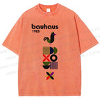Unisex Bauhaus Geometric Bird Printed Washed Tee