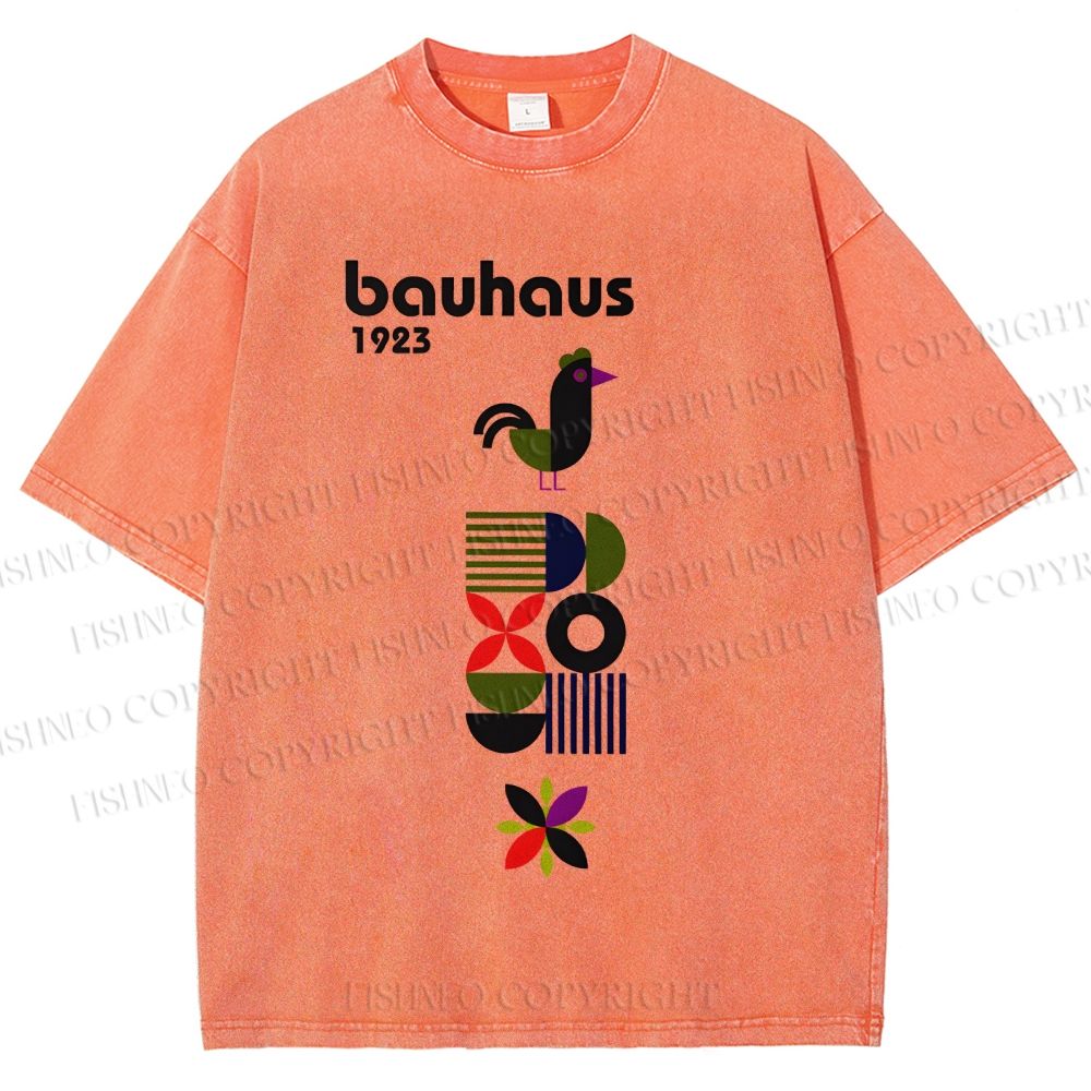 Unisex Bauhaus Geometric Bird Printed Washed Tee