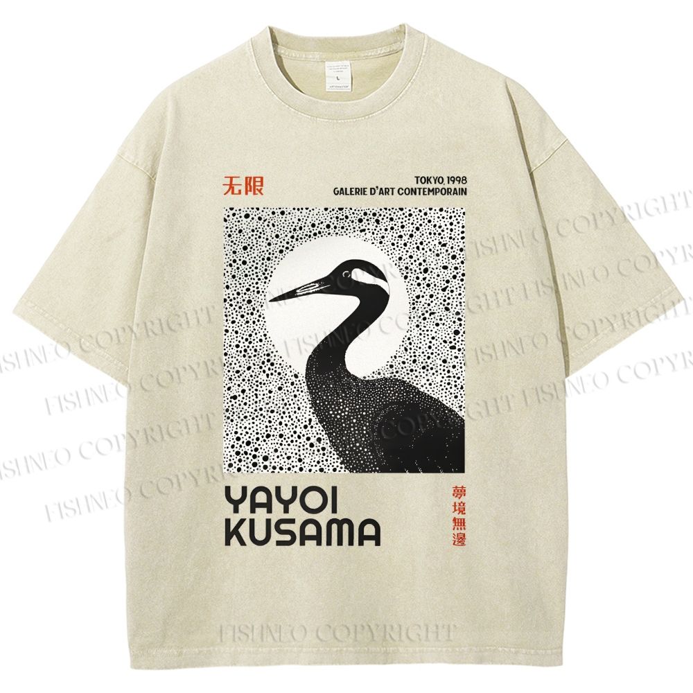 Unisex Yayoi Kusama Waterbird Printed Washed Tee