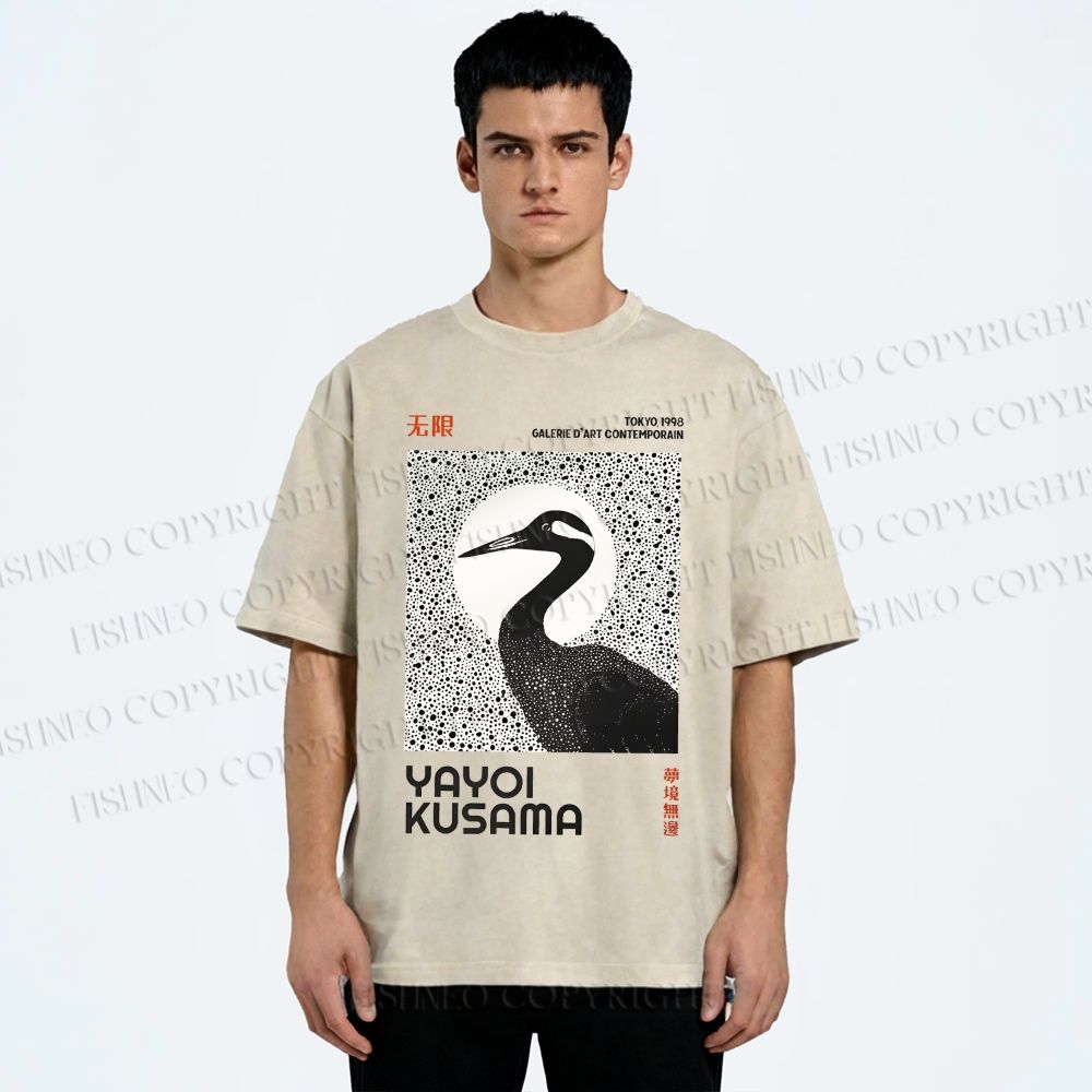 Unisex Yayoi Kusama Waterbird Printed Washed Tee