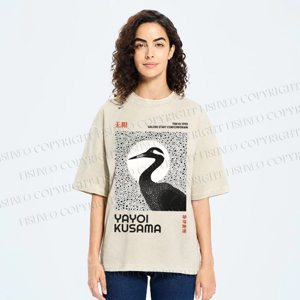 Unisex Yayoi Kusama Waterbird Printed Washed Tee