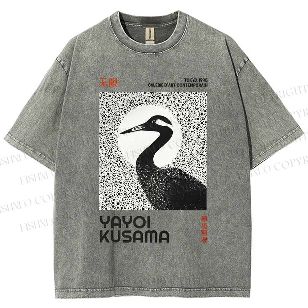 Unisex Yayoi Kusama Waterbird Printed Washed Tee