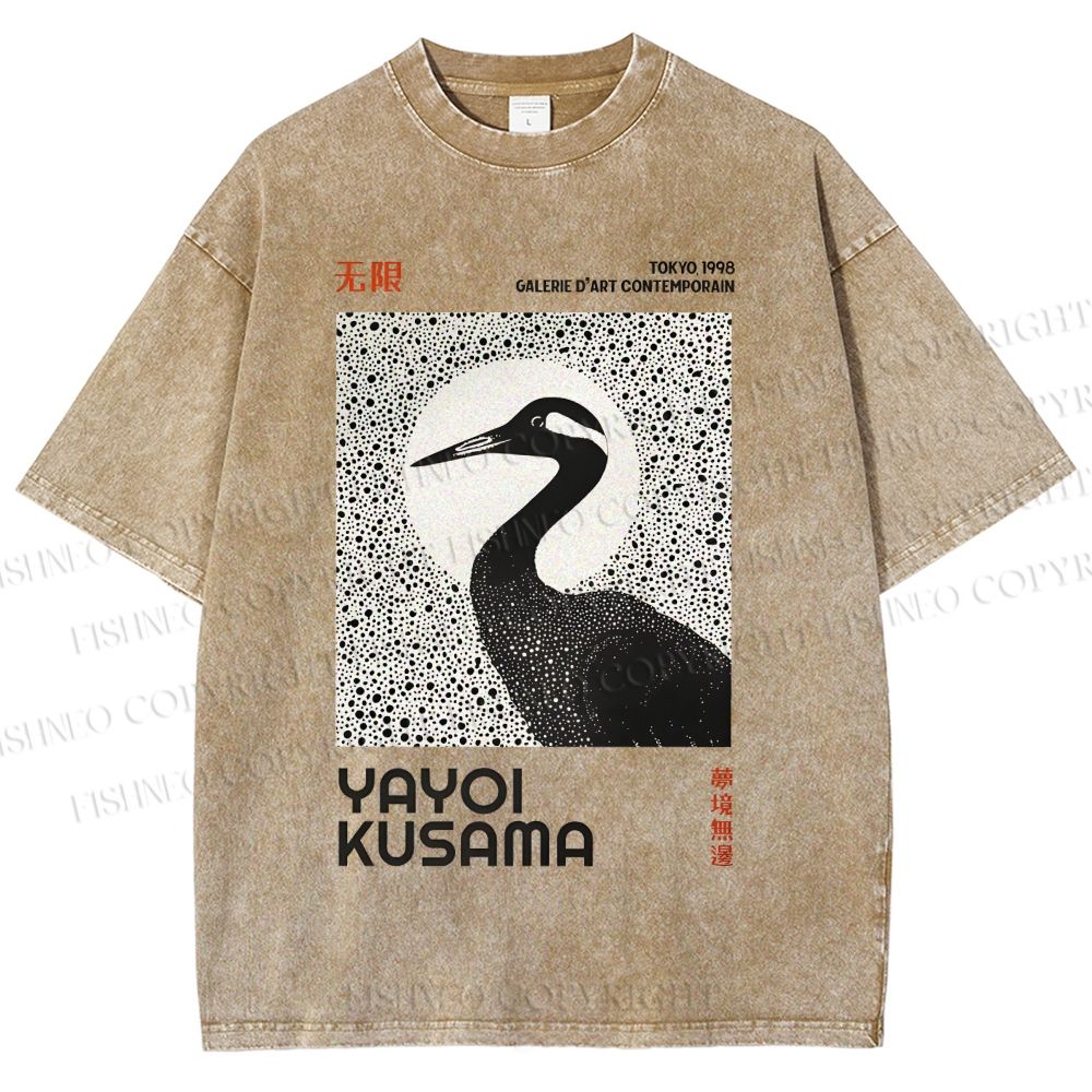 Unisex Yayoi Kusama Waterbird Printed Washed Tee