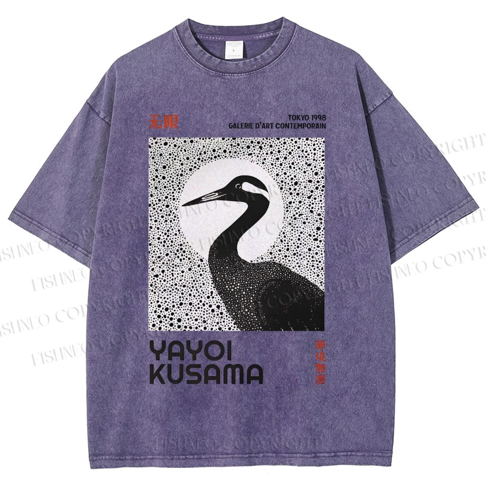 Unisex Yayoi Kusama Waterbird Printed Washed Tee