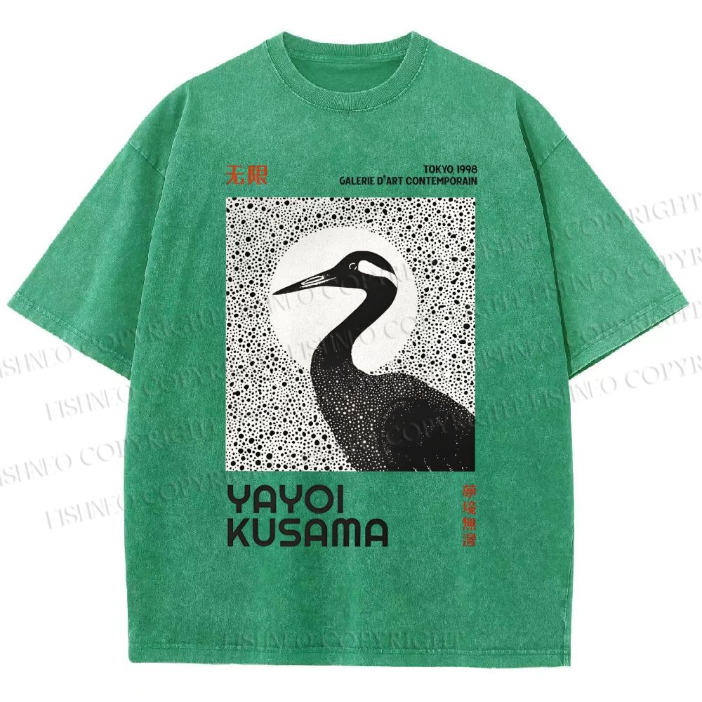 Unisex Yayoi Kusama Waterbird Printed Washed Tee