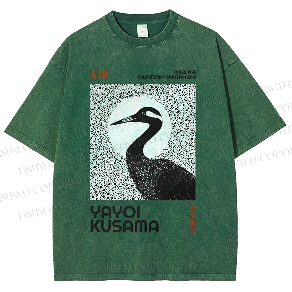 Unisex Yayoi Kusama Waterbird Printed Washed Tee