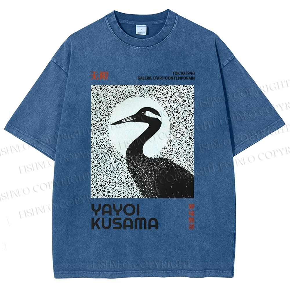 Unisex Yayoi Kusama Waterbird Printed Washed Tee