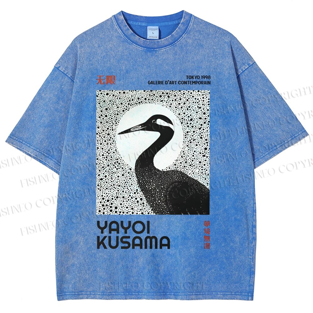 Unisex Yayoi Kusama Waterbird Printed Washed Tee