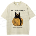 Unisex Yayoi Kusama Pumpkin Cat Printed Washed Tee