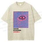 Unisex Yayoi Kusama Art Eyes Printed Washed Tee