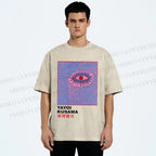 Unisex Yayoi Kusama Art Eyes Printed Washed Tee