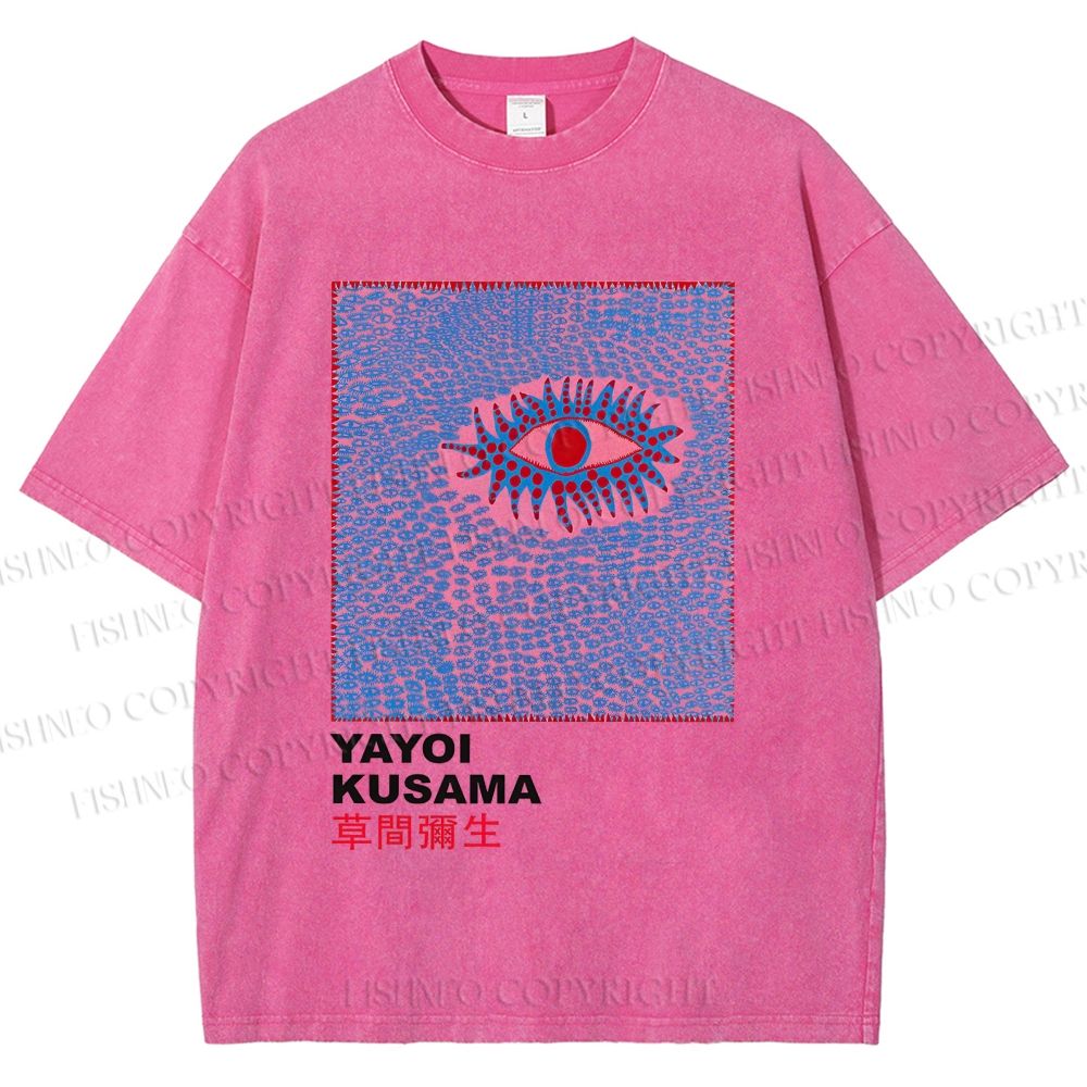 Unisex Yayoi Kusama Art Eyes Printed Washed Tee
