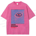 Unisex Yayoi Kusama Art Eyes Printed Washed Tee