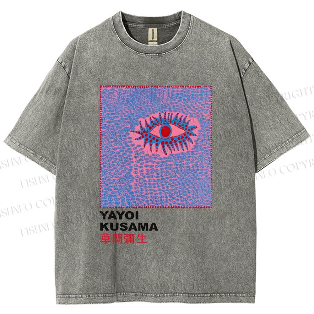 Unisex Yayoi Kusama Art Eyes Printed Washed Tee