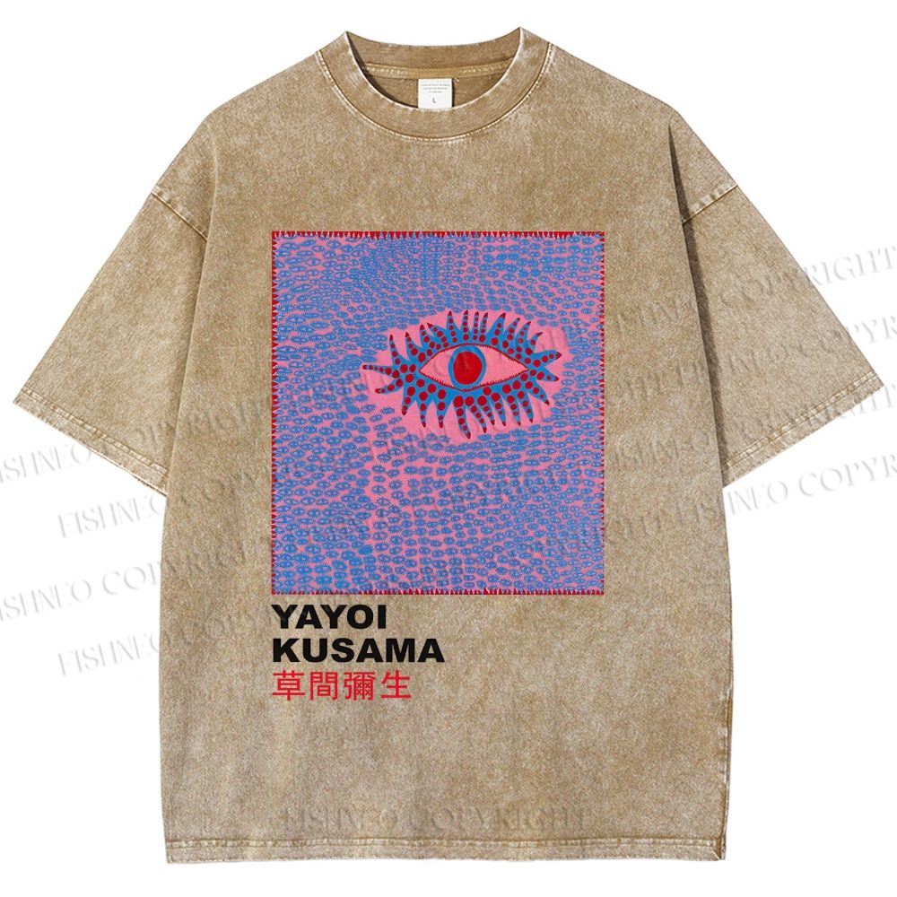 Unisex Yayoi Kusama Art Eyes Printed Washed Tee