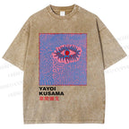 Unisex Yayoi Kusama Art Eyes Printed Washed Tee