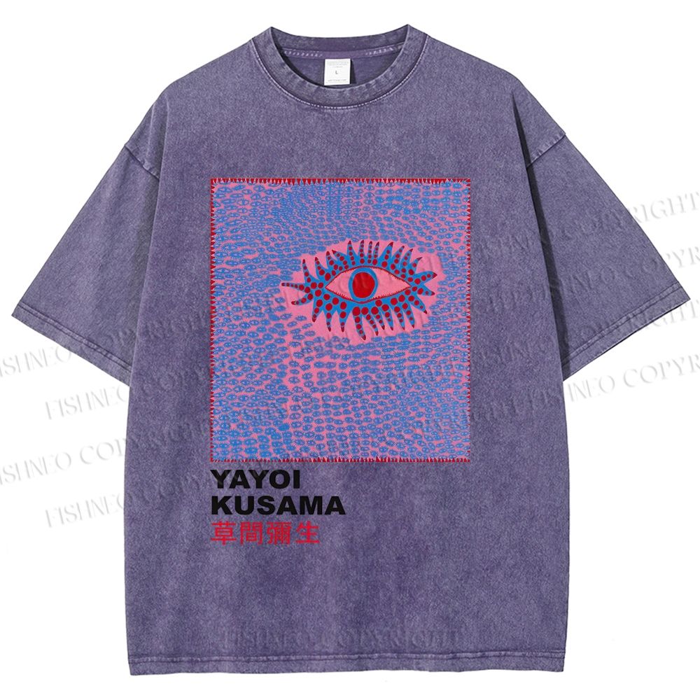 Unisex Yayoi Kusama Art Eyes Printed Washed Tee
