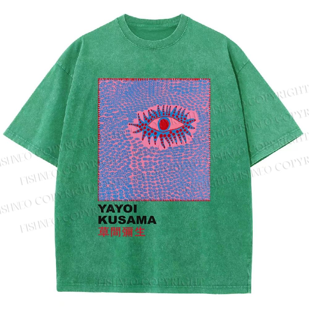Unisex Yayoi Kusama Art Eyes Printed Washed Tee