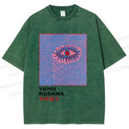 Unisex Yayoi Kusama Art Eyes Printed Washed Tee