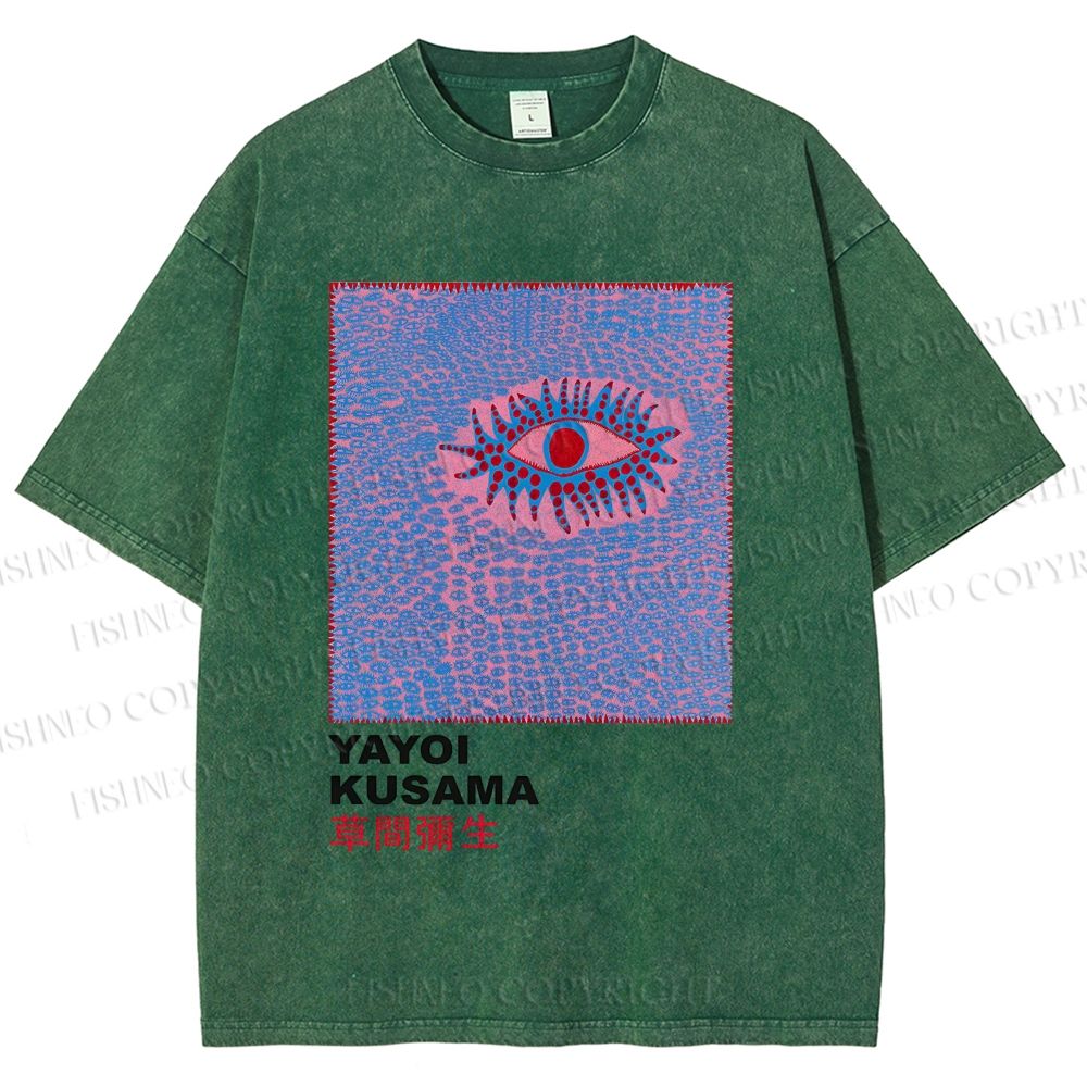 Unisex Yayoi Kusama Art Eyes Printed Washed Tee