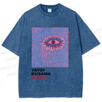 Unisex Yayoi Kusama Art Eyes Printed Washed Tee