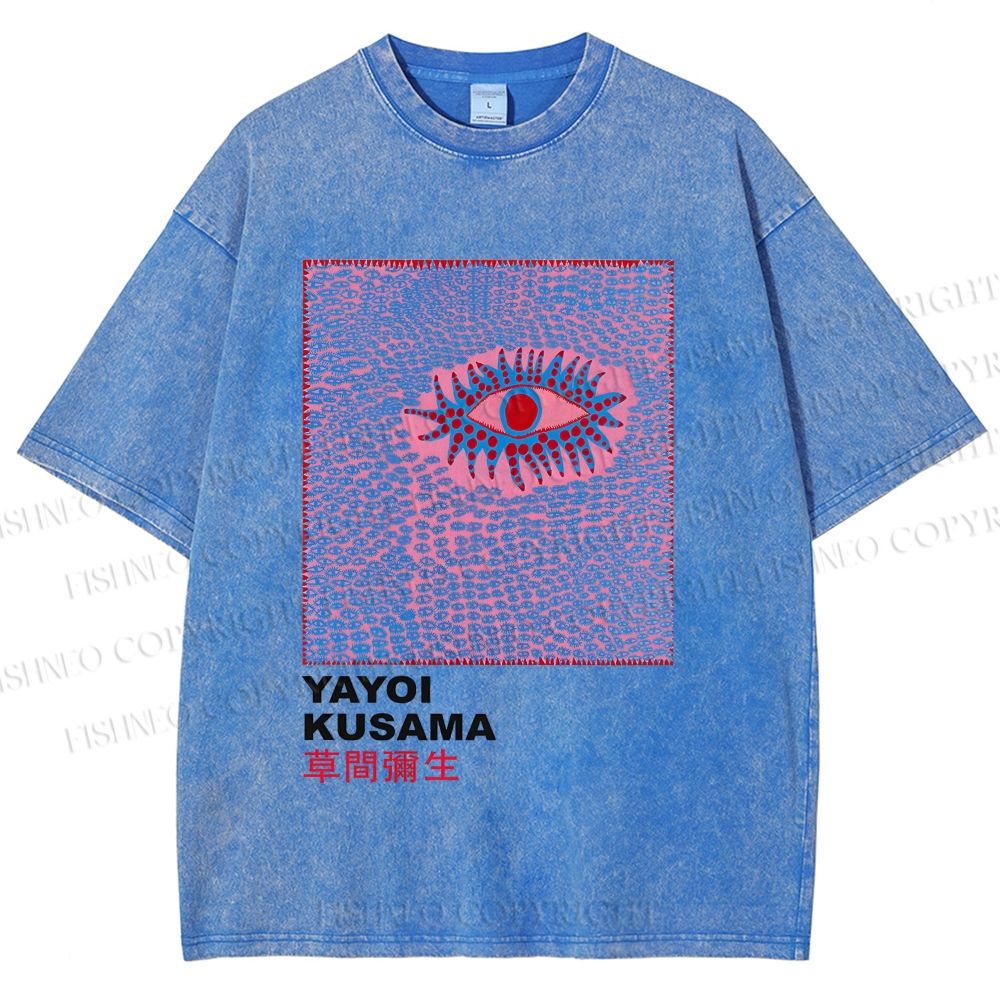 Unisex Yayoi Kusama Art Eyes Printed Washed Tee