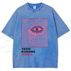 Unisex Yayoi Kusama Art Eyes Printed Washed Tee