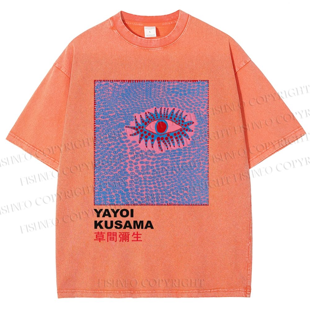 Unisex Yayoi Kusama Art Eyes Printed Washed Tee