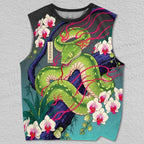 Unisex Green Snake Printed Tank Top