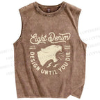 Unisex Yelling Panther Printed Washed Tank Top