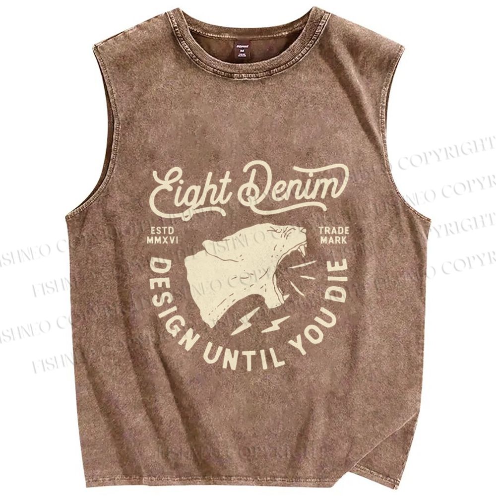 Unisex Yelling Panther Printed Washed Tank Top