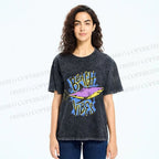 Unisex Shark Graffiti Beach Vibes Printed Washed Tee
