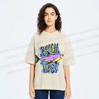Unisex Shark Graffiti Beach Vibes Printed Washed Tee