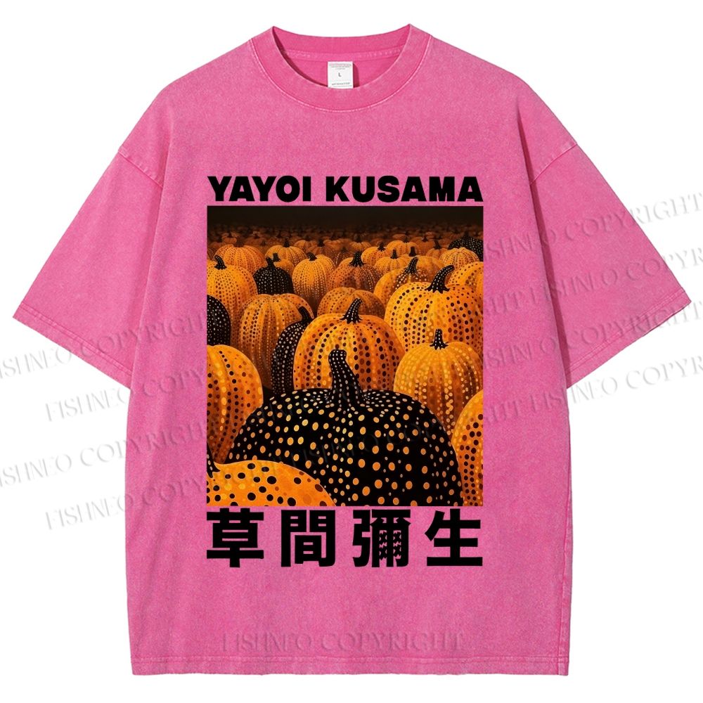 Unisex Yayoi Kusama Pumpkin Printed Washed Tee