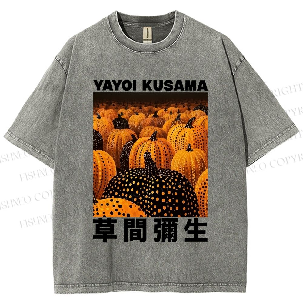 Unisex Yayoi Kusama Pumpkin Printed Washed Tee