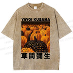Unisex Yayoi Kusama Pumpkin Printed Washed Tee