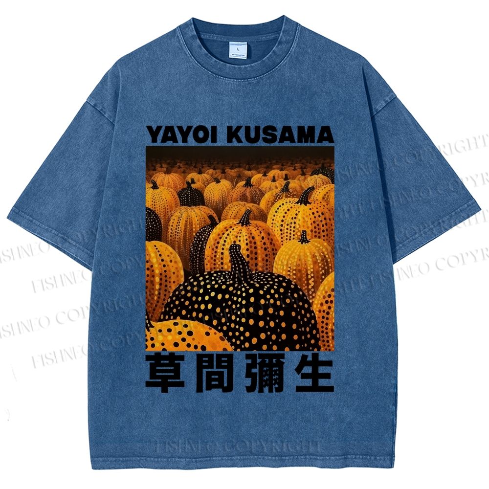Unisex Yayoi Kusama Pumpkin Printed Washed Tee