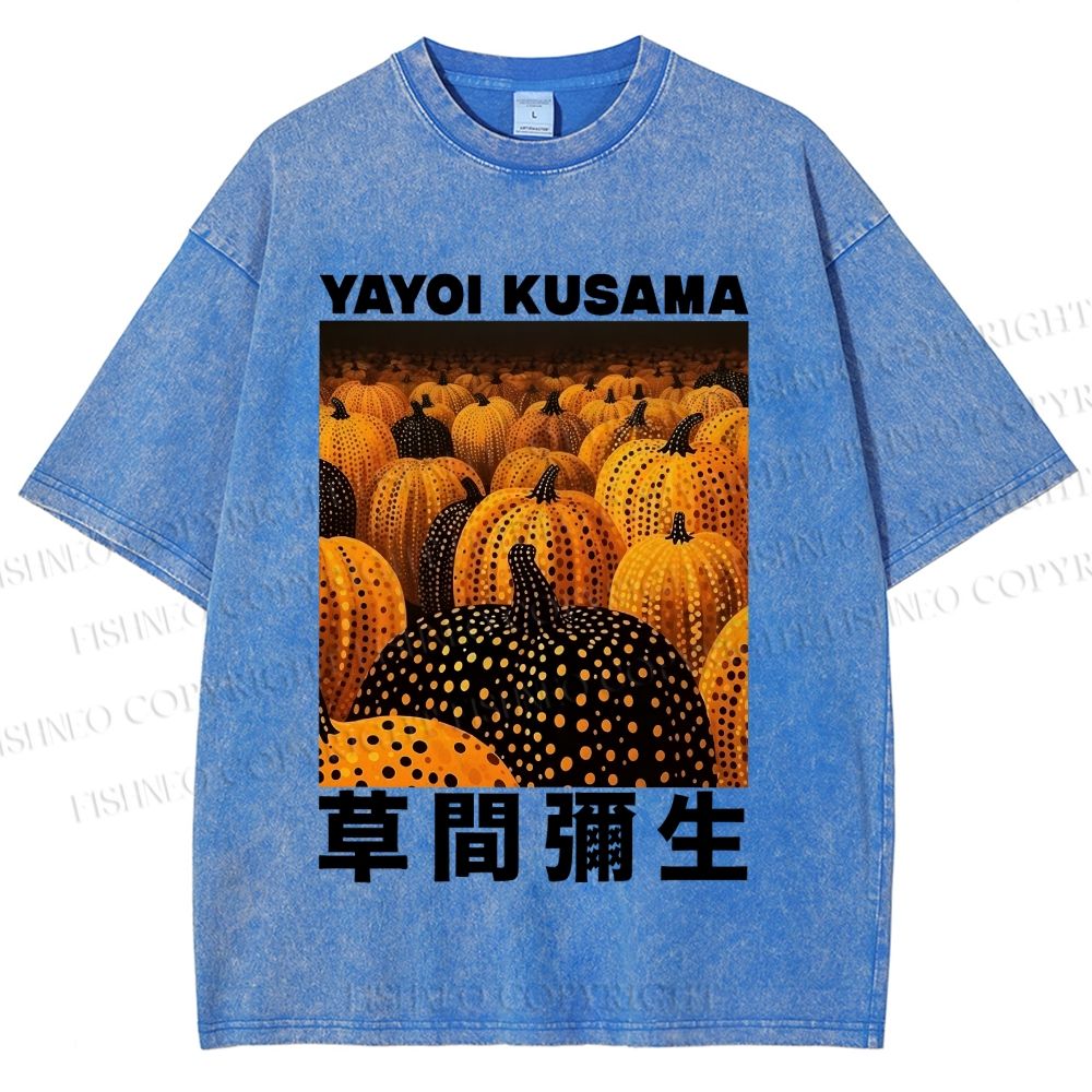Unisex Yayoi Kusama Pumpkin Printed Washed Tee