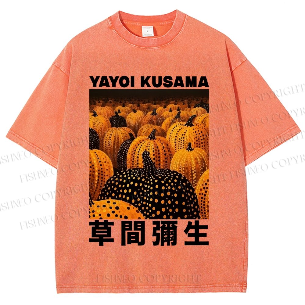 Unisex Yayoi Kusama Pumpkin Printed Washed Tee
