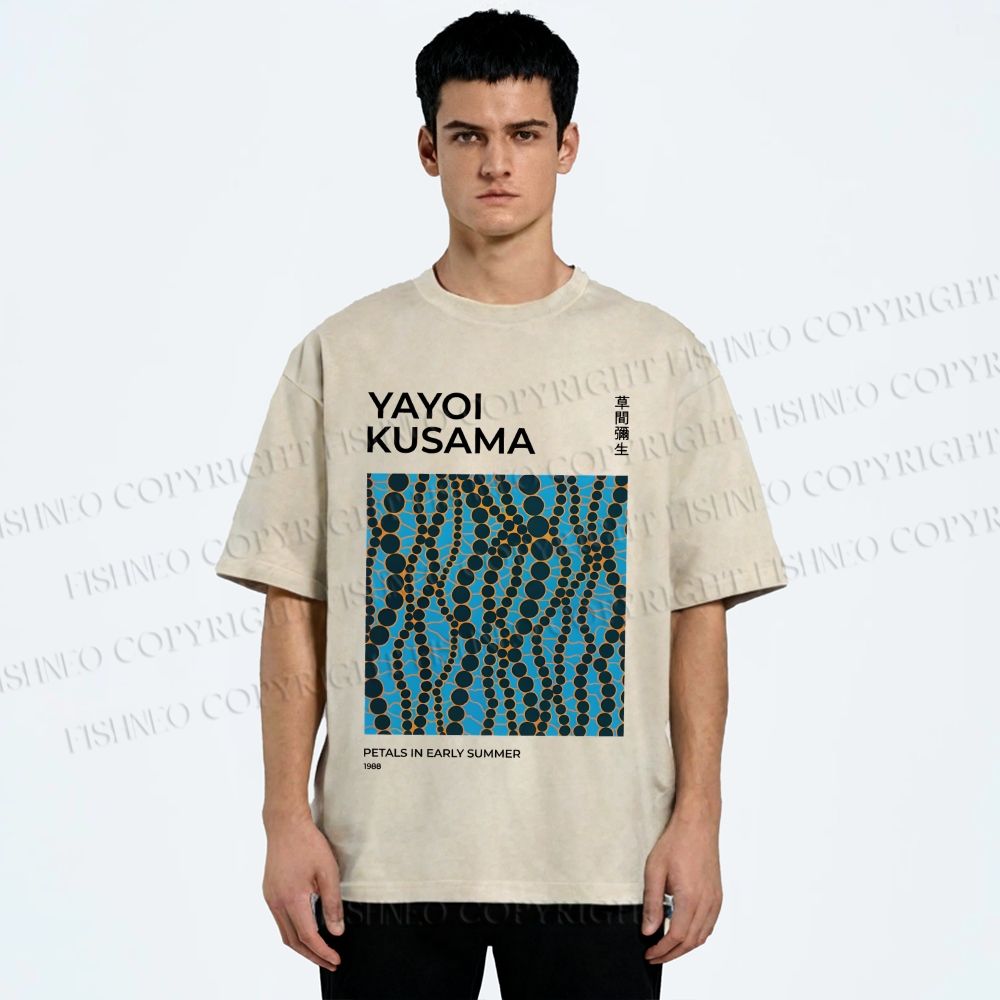 Unisex Yayoi Kusama Dots Printed Washed Tee
