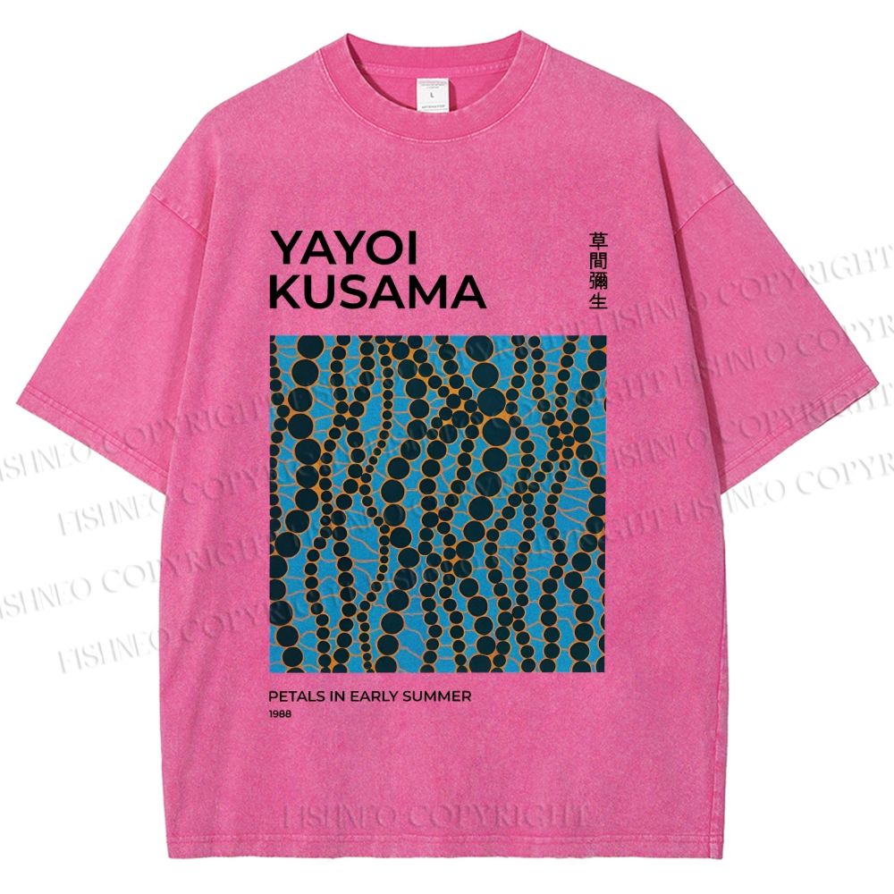 Unisex Yayoi Kusama Dots Printed Washed Tee