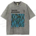 Unisex Yayoi Kusama Dots Printed Washed Tee