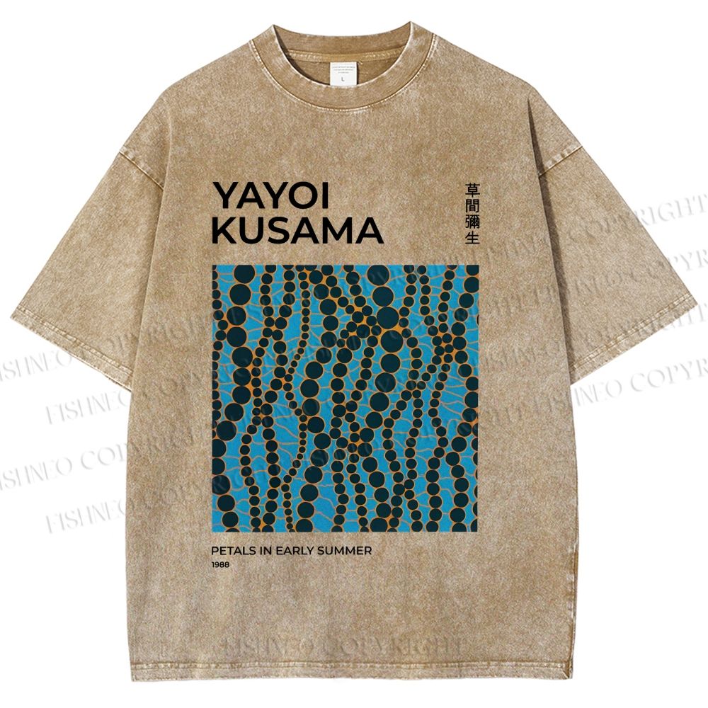 Unisex Yayoi Kusama Dots Printed Washed Tee