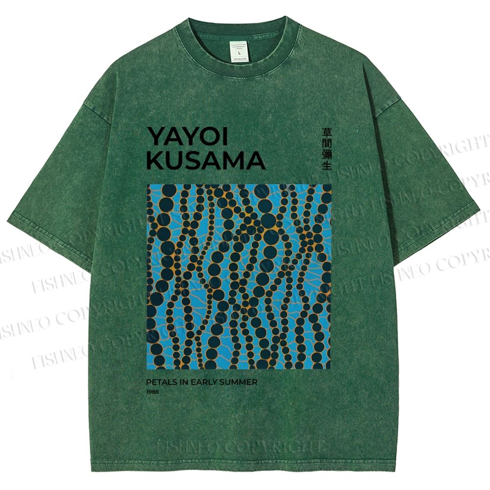 Unisex Yayoi Kusama Dots Printed Washed Tee