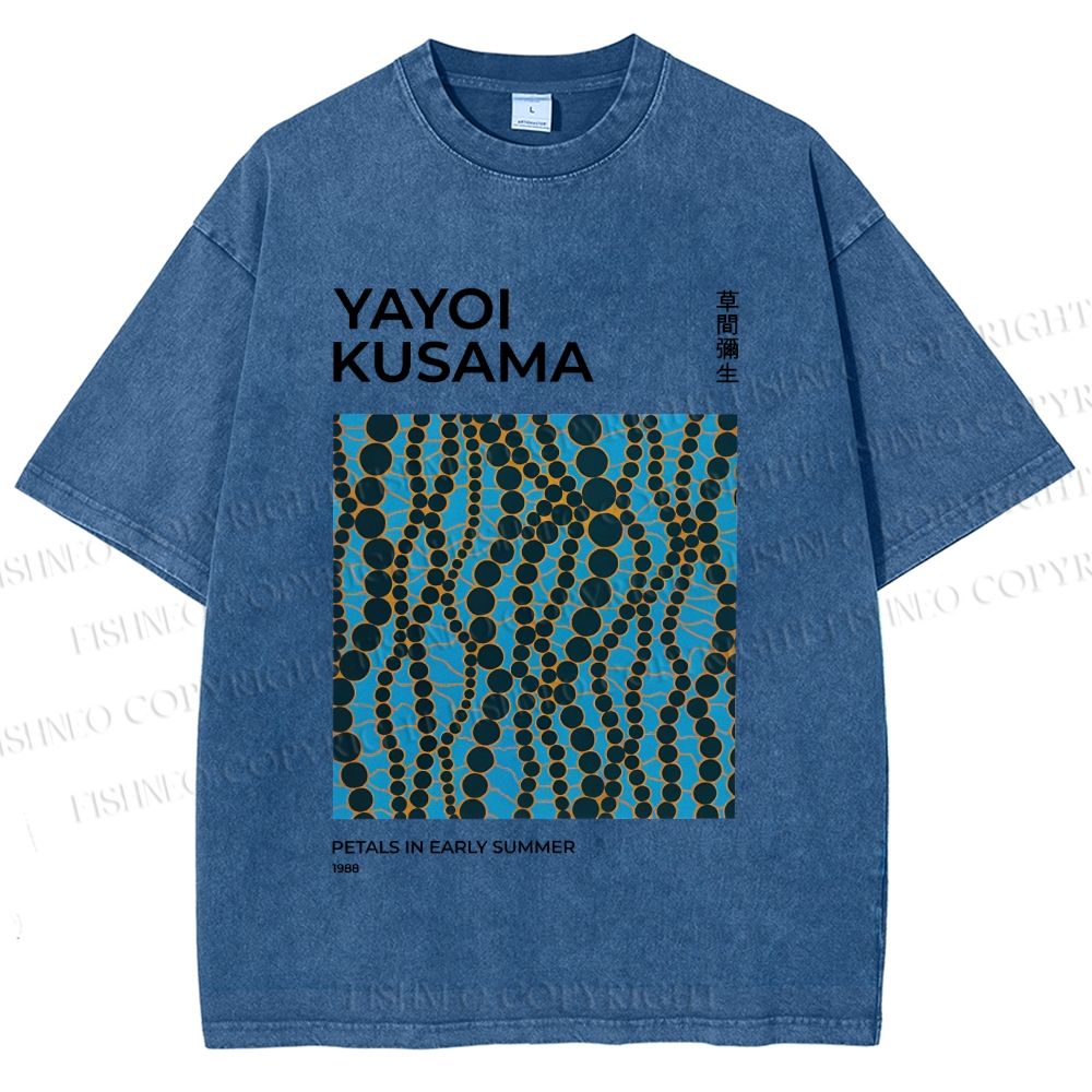 Unisex Yayoi Kusama Dots Printed Washed Tee