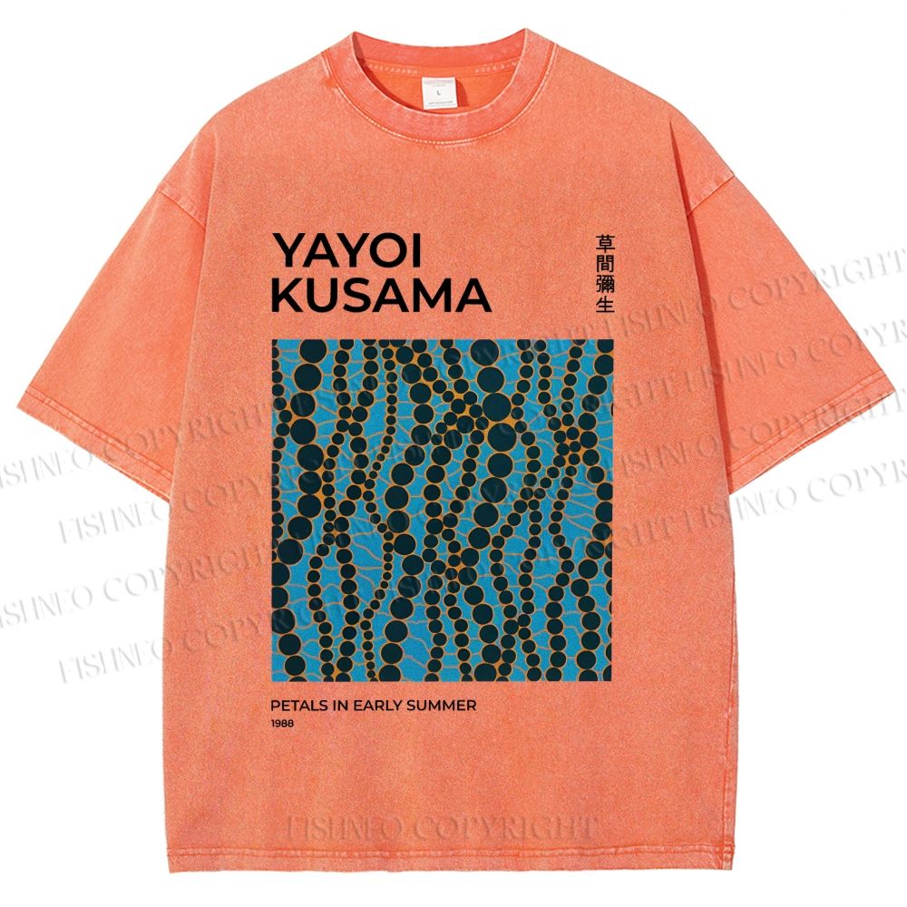 Unisex Yayoi Kusama Dots Printed Washed Tee