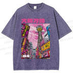 Unisex Osaka Japanese City View Printed Washed Tee